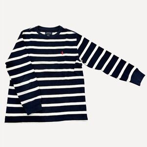 Polo Ralph Lauren Kids Long Sleeve Navy and White Striped T-Shirt